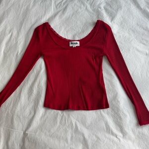 Rouje Women's Red Ribbed Top